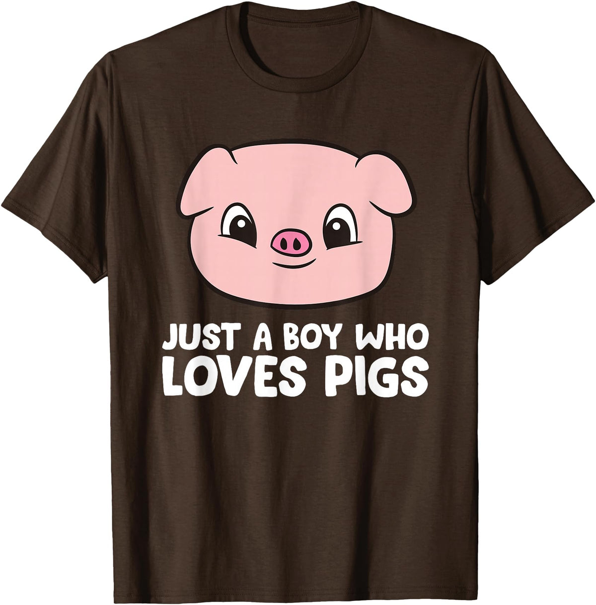 Funny Pigs Gifts And Pig Farmer Apparels Pig Farmer Boy Just a Boy Who Loves Pigs T-Shirt - Brown