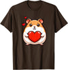 Cute Hamster Funny Valentines Heart Lover Men Women Kids T-Shirt - Brown