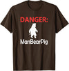 Funny Tees Danger Man Bear Pig T-Shirt - Brown