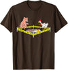 Mr Ben Thanksgiving Police Line Do Not Cross Pig and Chicken Funny Food T-Shirt - Brown