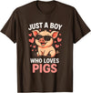 Pig Lover Designs Just A Boy Who Loves Pigs - Funny Farmer Humor T-Shirt - Brown
