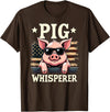 Patriotic 4th Of July Pig Farmer Farming Tees US Flag Hog Farmer Pig Whisperer T-Shirt - Brown