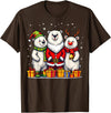 Christmas Polar Bear Santa Elf Reindeer Holiday Cute Christmas Polar Bears in Santa Elf and Reindeer Costume T-Shirt - Brown
