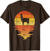 TrendyPull Silhouette Retro Vintage Style Gifts Llama shirt retro sunset 70s vintage Llama T-Shirt - Brown