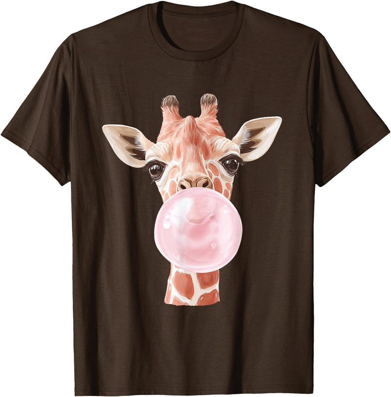 FunnyGiraffeCo. Cute Giraffe Bubble T-Shirt - Brown