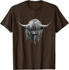 Scottish Highland Cows by brodyquixote Hamish The Scottish Highland Cow Portrait T-Shirt - Brown