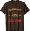 Redwood City California CA Designs Redwood City California T-Shirt - Brown
