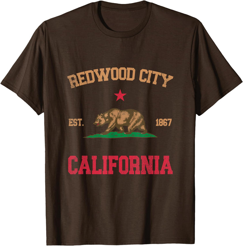 Redwood City California CA Designs Redwood City California T-Shirt - Brown