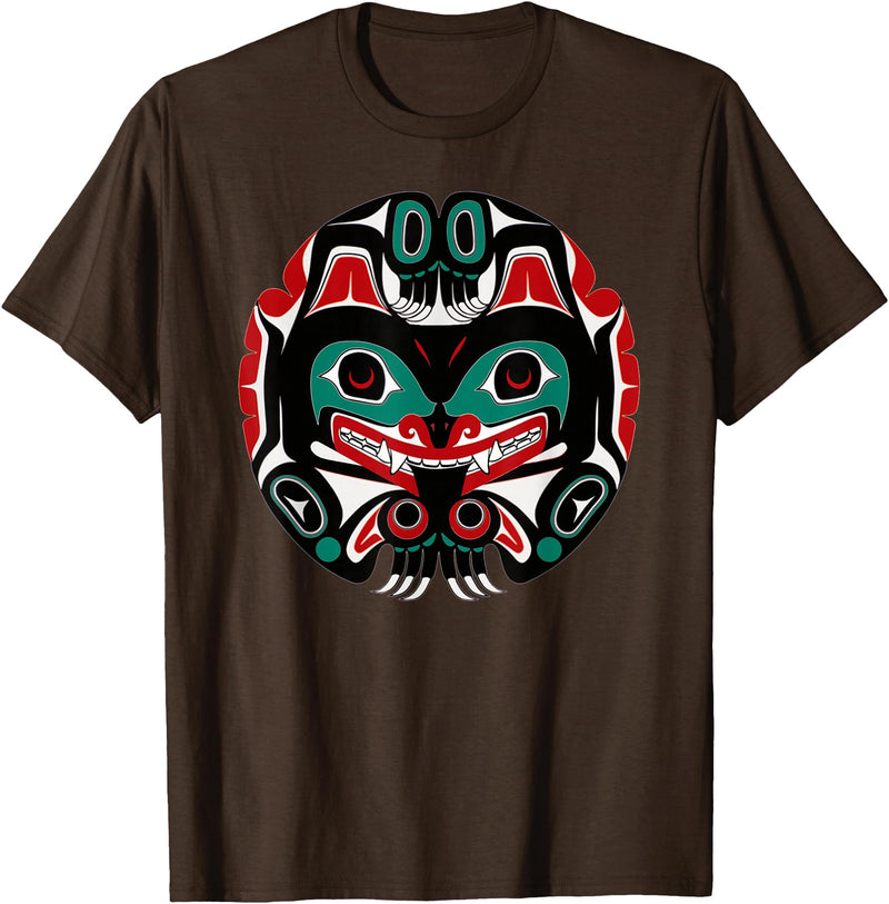 Tribal America Alaska Native American Art Tlingit Eagle Tribal Bear Clan T-Shirt - Brown