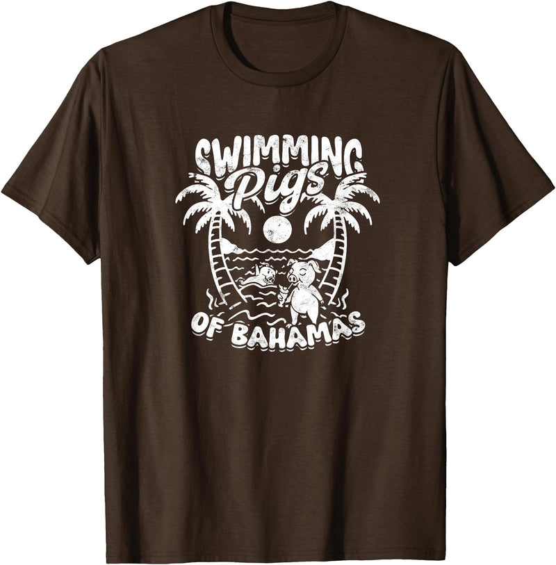 Bahamas - Animals - Attraction SWIMMING PIGS OF BAHAMAS - Bahamas T-Shirt - Brown
