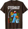 Fishing Theme Birthday Gifts O'fishally 7 Years Old 7th Birthday Fishing T-Shirt - Brown