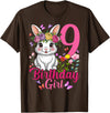 9th Birthday Rabbit Bunny Nine Finally 9 Birthday Bunny T-Shirt in Brown