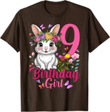 9th Birthday Rabbit Bunny Nine Finally 9 Birthday Bunny T-Shirt in Brown