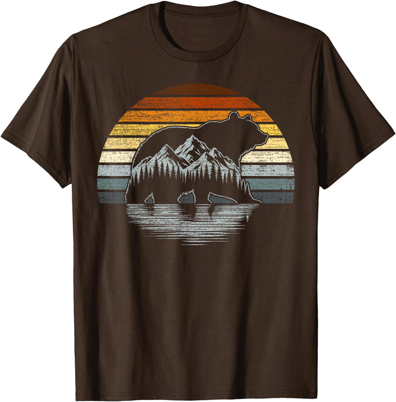 Bear Community Bear Brotherhood Gay Men Gifts Bear Pride Retro Mountain Nature Gay Bear Flag T-Shirt - Brown
