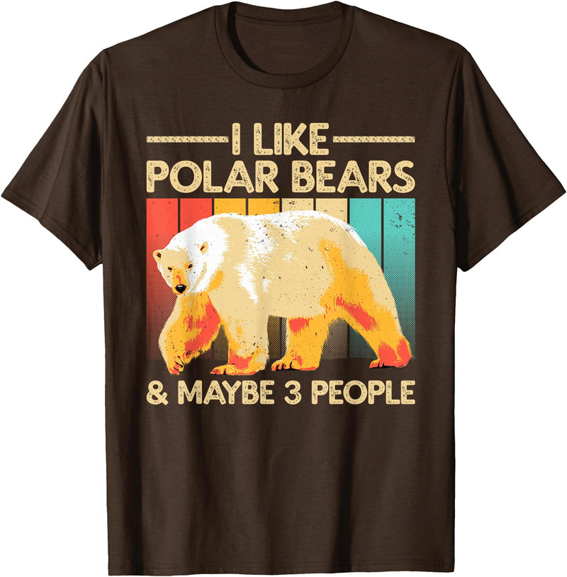 Polar Bear Gift Polar Bear Accessories & Stuff Cute Polar Bear Design For Men Women Kids Polar Bear Lover T-Shirt - Brown