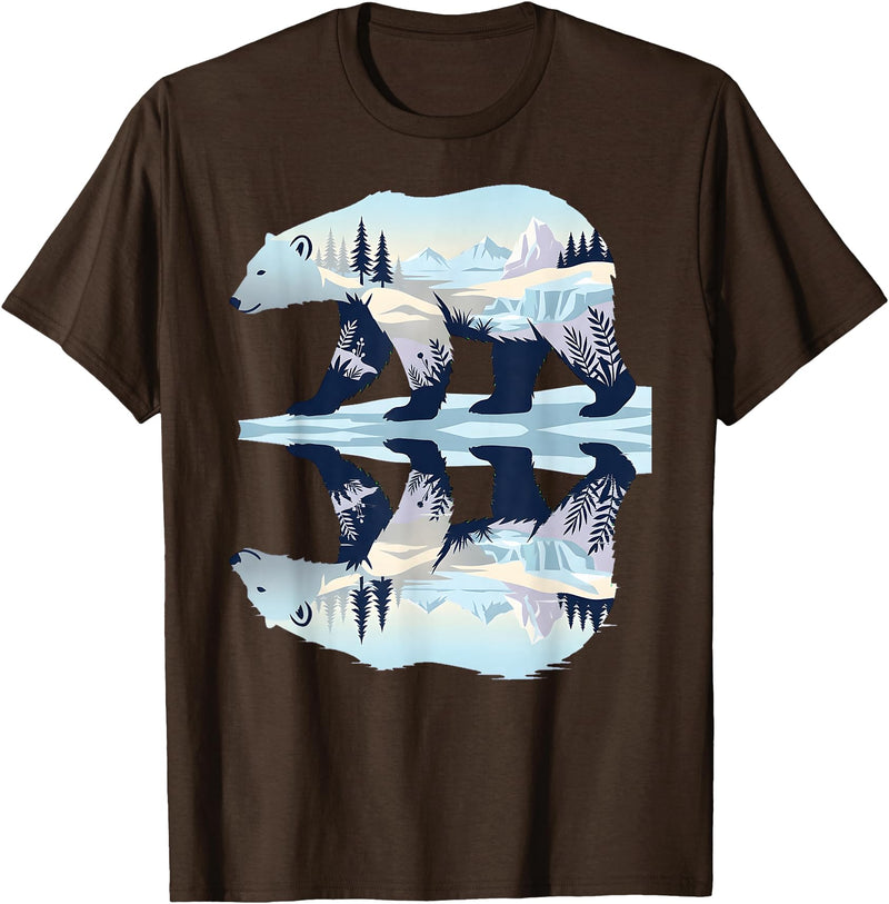 Polar Wildlife Fan Lover Nature Polar Bear Arctic Wildlife Nature Lover Animal Art Kids T-Shirt - Brown