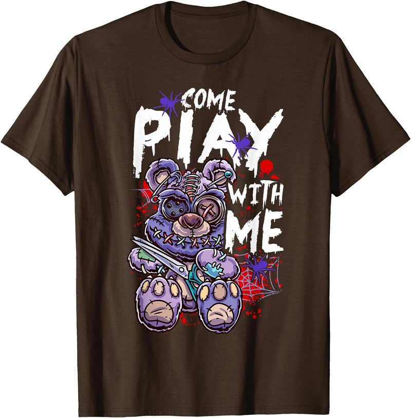 Halloween Gifts & Halloween Shirts by NLTS Scary Killer Teddy Bear Pastel Goth Style Creepy Kawaii T-Shirt - Brown