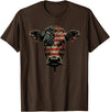 4th Of July Cow Farm Outfits For Men Cow Farm Patriotic Farmer 4th Of July USA American Flag T-Shirt - Brown