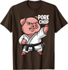 Pig Lover Gift Co. Pig Karate Pork Chop Funny Hog Swine Pun Men Boys Kids Women T-Shirt - Brown