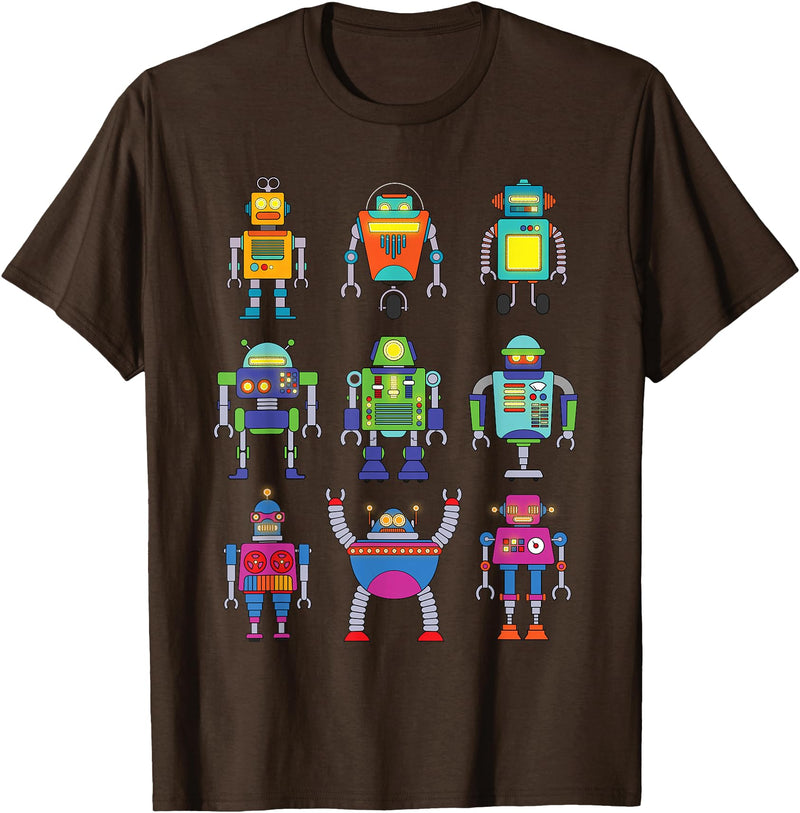 Best Robotics Gift Robot Lover Accessories & Stuff Robot Art for Boys Kids Toddler Science Robotics Engineer T-Shirt - Brown