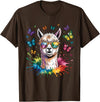 Funny Llama Lover Graphics Cute Llama with Sunglasses Animal Art Graphic Funny Alpaca T-Shirt - Brown