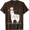 Christmas Llama Santa Hat Ugly Xmas Tee Christmas Llama Santa Hat Ugly Xmas Tree Alpaca Gift T-Shirt - Brown