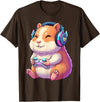 Funny Cute Hamster Gamer Adorable Video Game Animal Design T-Shirt - Brown