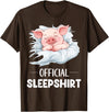 Cute Sleeping Pig Nightgown Sleepwear Pajama Official Sleepshirt Cute Sleeping Pig Animal Lovers Pajama T-Shirt - Brown