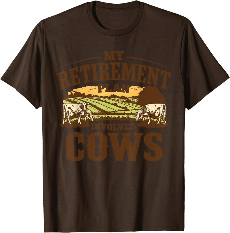 Officially Retired Tee Retirement Gifts for Women My Retirement Plan Involves Cows Funny Farmer Retired Gifts T-Shirt - Brown