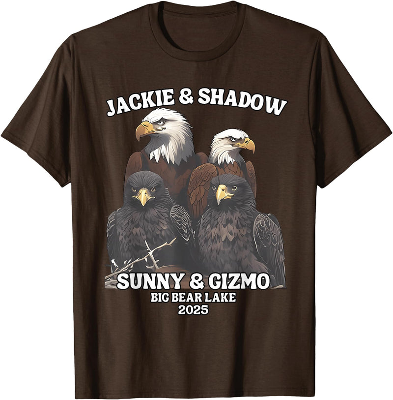 Jackie and Shadow Bald Eagle Family Tee Jackie and Shadow Sunny and Gizmo Big Bear Lake 2025 T-Shirt - Brown