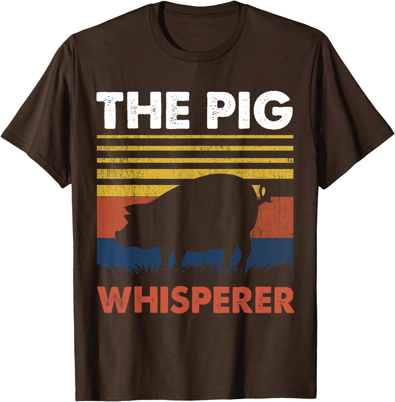 Funny Pig Farm Piggy Farmer Farming Gifts DAIMMER The Pig Whisperer T-Shirt - Brown