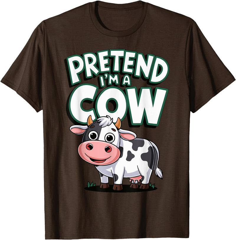 AnI'mal Cow Farm AnI'mal Halloween Costume Party Pretend I'm A Cow T-Shirt - Brown