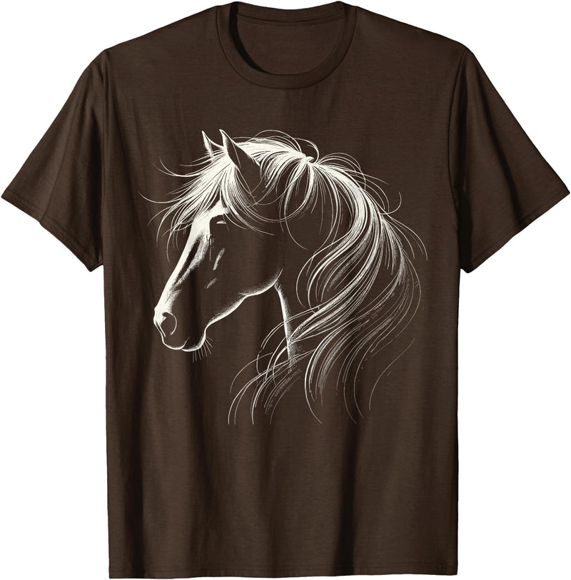 Funny Horse Riding Gifts Horse Silhouette Horse Riding Lover T-Shirt - Straight - Brown