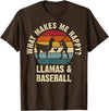 Llama and Baseball Lover Gifts Vintage Retro Baseball and Llama Lovers Vintage Funny Pet Sports cute T-Shirt - Brown