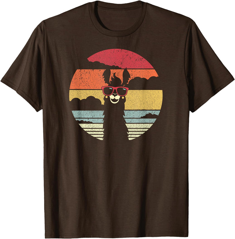 Pack A Punch Llama, Retro Style Alpaca T-Shirt - Brown