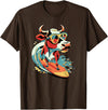 Surfing Cow Catching a Wave Surfer Design Co. Surfing Cow Catching a Wave Farmer Surfer Surf Time T-Shirt - Brown