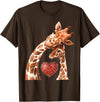 New Mom Giraffe Tees for Women Baby and Giraffe Mom Shirt New Mom Heart Cute Giraffe T-Shirt - Brown