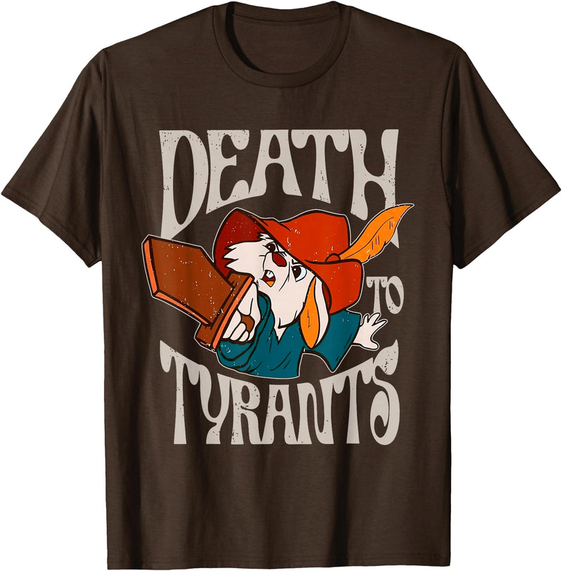 Death to Tyrants Retro Rabbit Meme T-Shirt in Brown