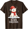 Christmas Pajama Xmas Party Candy Cane Gingerbread Cute Beary Christmas Polar Watercolor Xmas Holiday T-Shirt - Brown