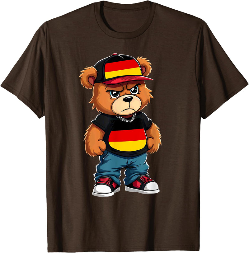 German Teddy Bear Breakdance Rapper German Flag Teddy Bear Germany Hip Hop T-Shirt - Brown