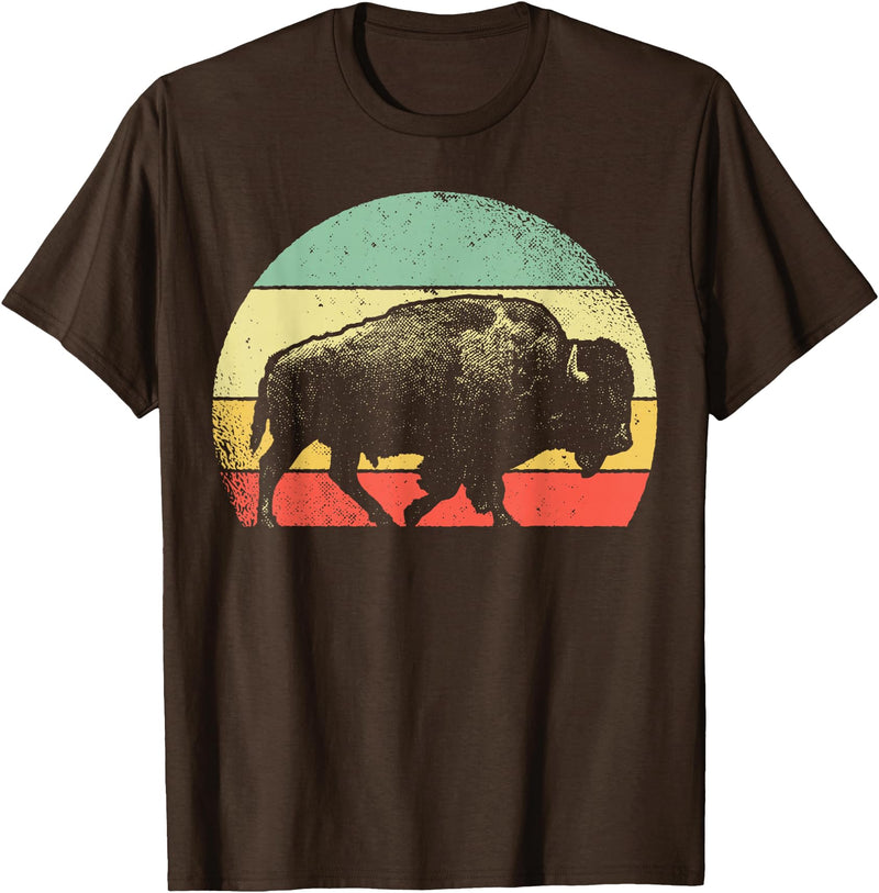 Bison Lover Gifts Wildlife I Bison Natural Reserve Vintage Buffalo Graphic Crew Neck Short Sleeve Regular Fit T-Shirt -