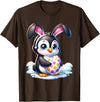 Easter Penguin Lover Egg Eggs Bunny Rabbit Bunnies Funny T-Shirt in Brown