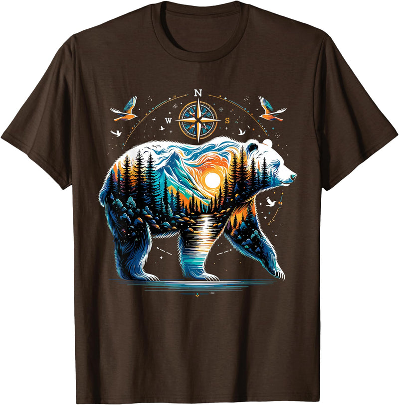 Grizzly Bear Lover Bear Hiking Grizzly Bear Camping Camper T-Shirt - Brown