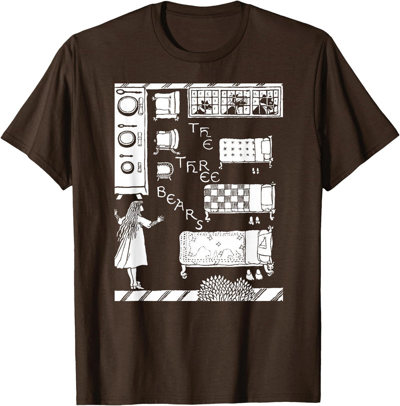 Vintage Fairy Tale Shirts The 3 Bears Vintage Goldilocks Retro Fairy Tale T-Shirt - Brown