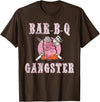 Pig Gangster BBQ Gift Ideas Funny BBQ Gifts for Men- Pork Pig Pit BBQ Gangster T-Shirt - Brown