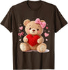 Cute Crochet Valentine Love Art Studio Be My Valentine Cute Crochet Yarn Teddy Bear Love T-Shirt - Brown