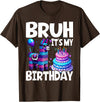 Llama Lover Gift Co. Bruh Its My Birthday Llama Pinata T-Shirt - Brown