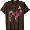 We Love Llamas & Alpacas - Peru Souvenirs Co. Peruvian Llama Alpaca Flowers Colourful Peru Souvenir T-Shirt - Brown