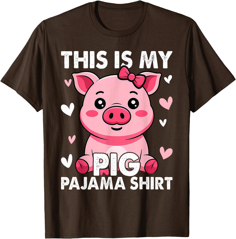 Pig Lover Gift Co. My Pig Pajama Women Pig Pjs Cute Pig Stuff Farmer Girl T-Shirt - Brown