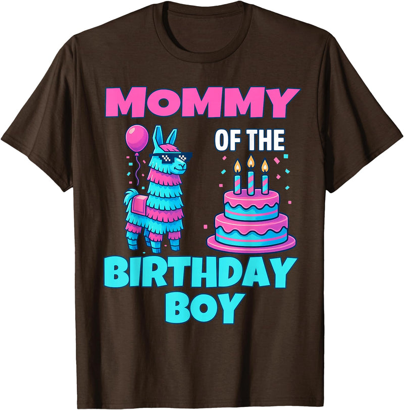 gaming gamer Birthday Llama Pinata Family Apparel Mommy Birthday Boy Llama Pinata Party Family mathing Women T-Shirt - Brown